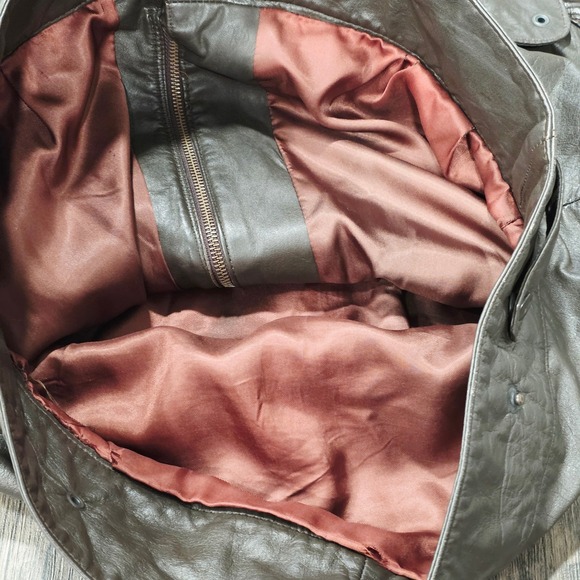 Vintage Comint Metallic Patterned Leather Bomber Jacket Brown Size M - Picture 10 of 15